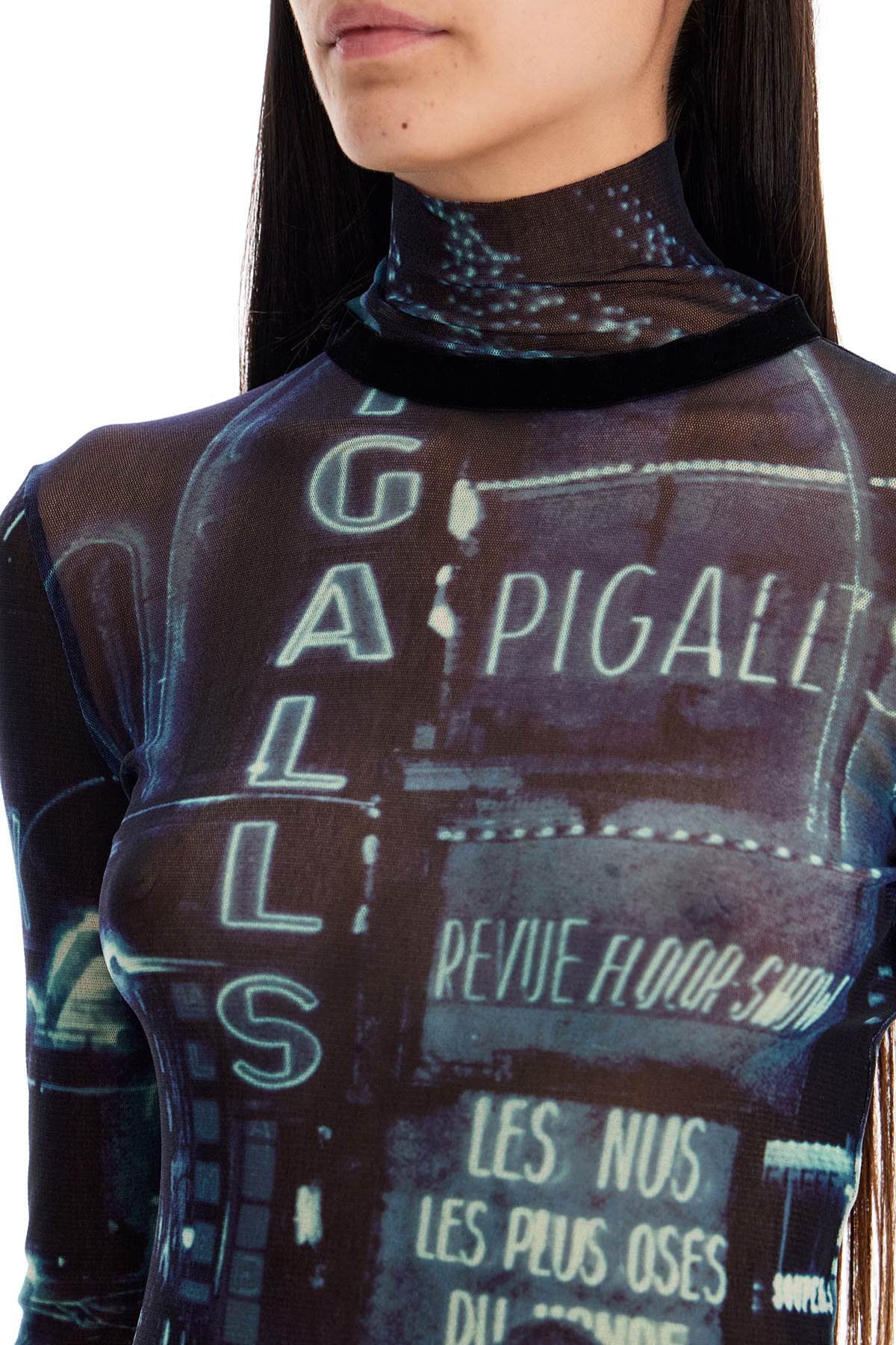 JEAN PAUL GAULTIER "pigalle print tulle top with image 3