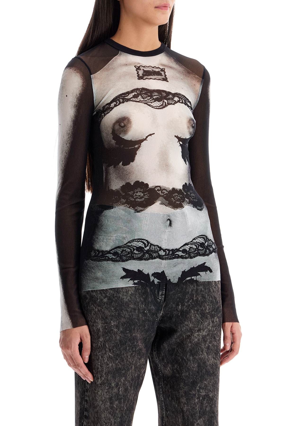 Jean Paul Gaultier 'Body Lace Marinière' Mesh Top image 1