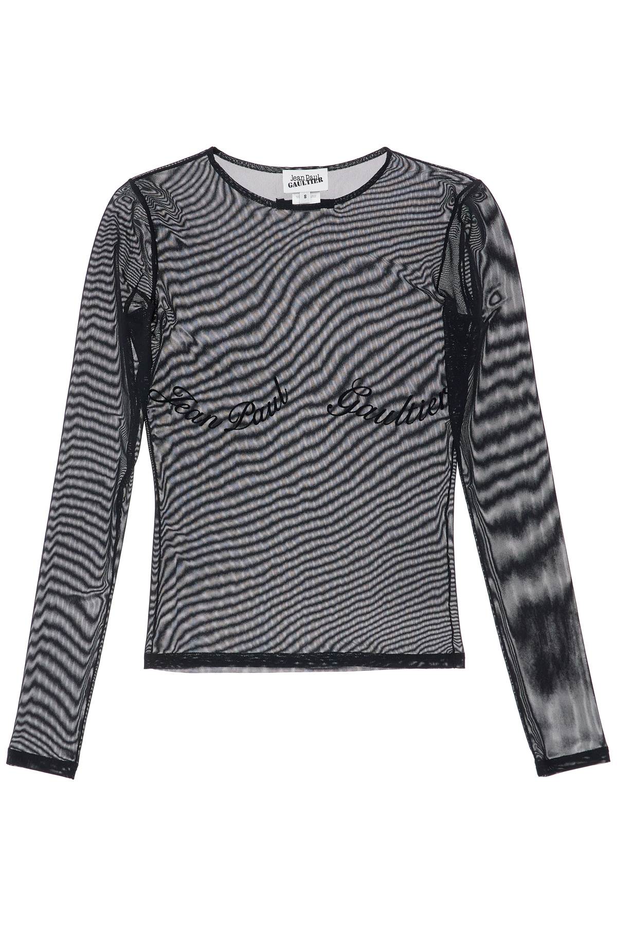 JEAN PAUL GAULTIER top in mesh velluto nero logato image 0