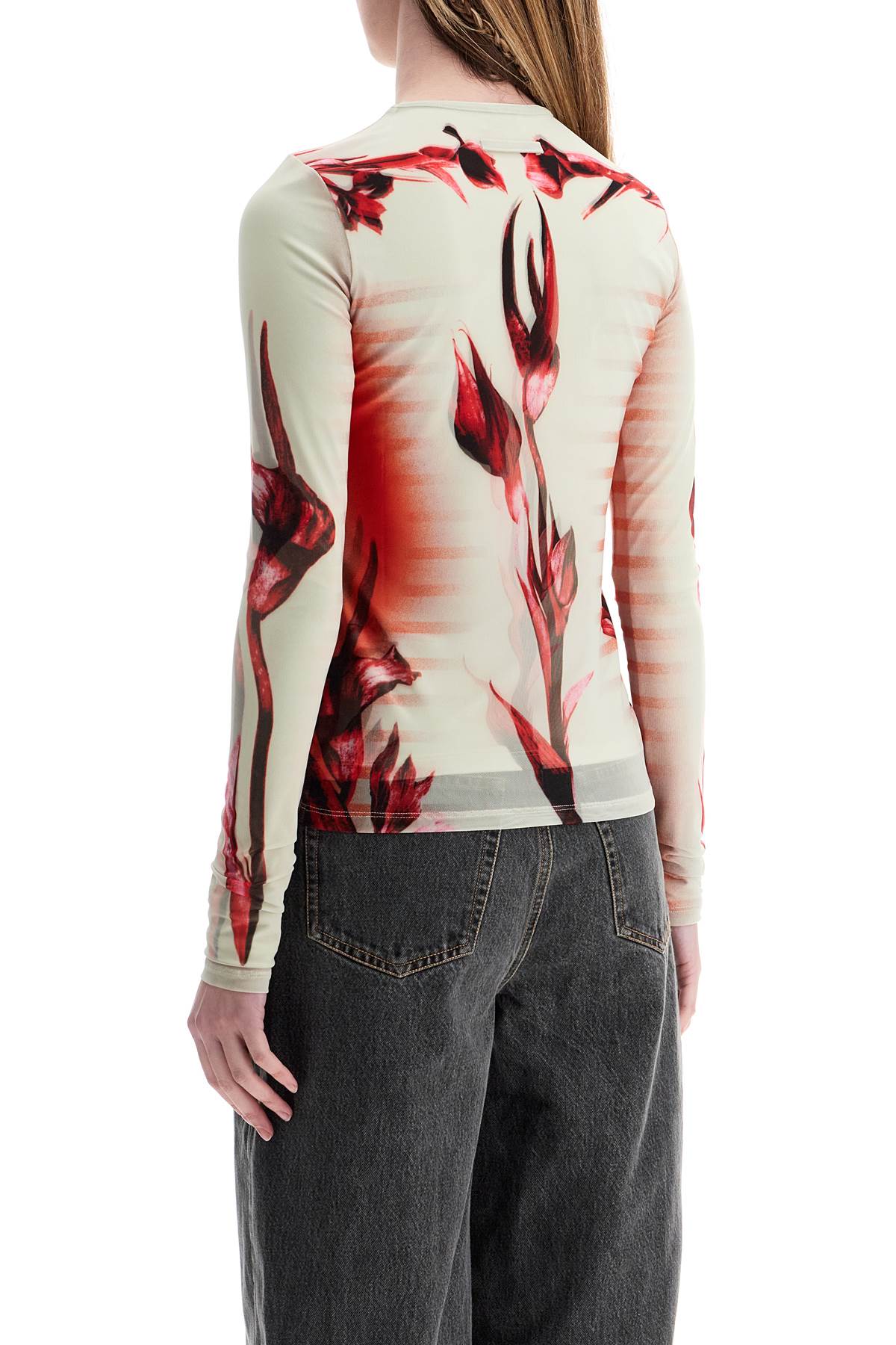 JEAN PAUL GAULTIER mint jersey top with floral pattern and double layer image 1