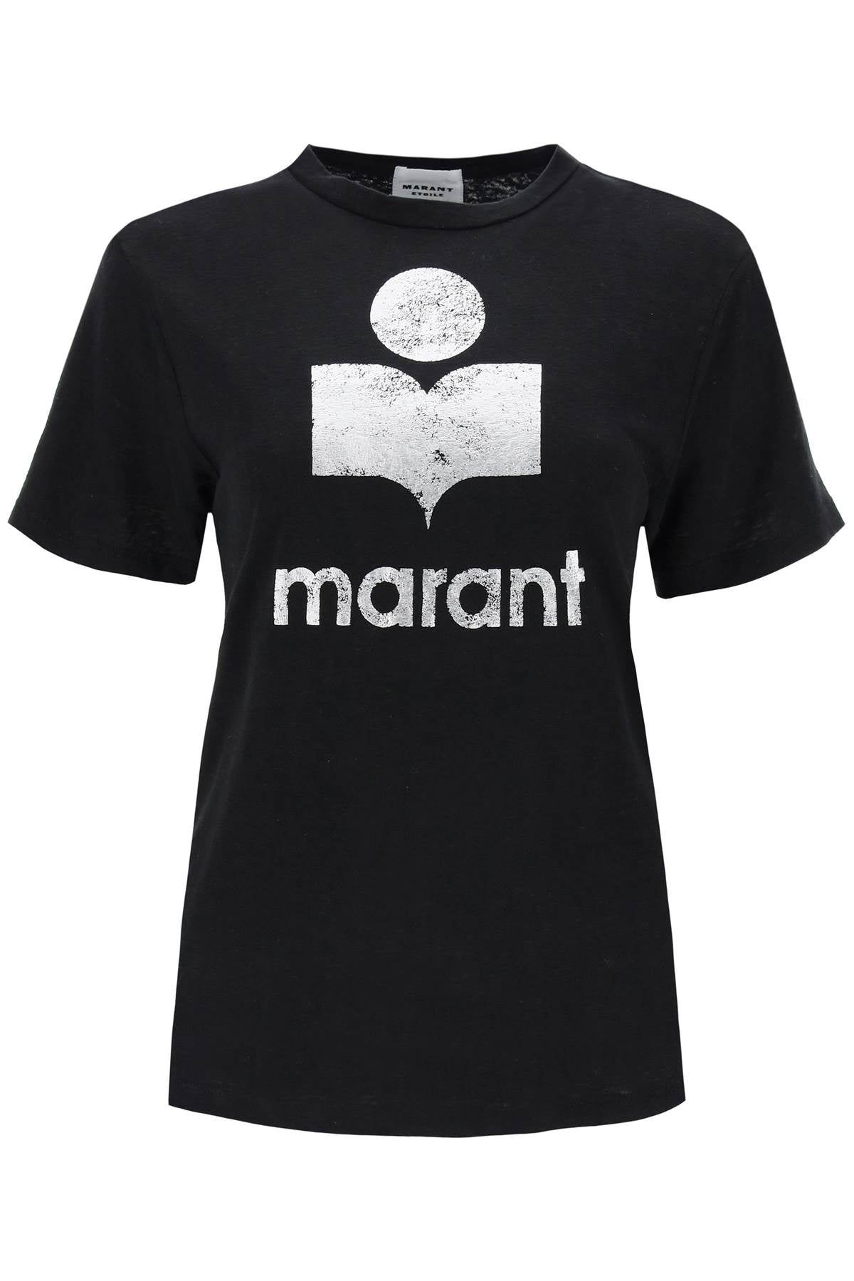 Isabel Marant Etoile Linen T-Shirt with Metallic Logo image 0