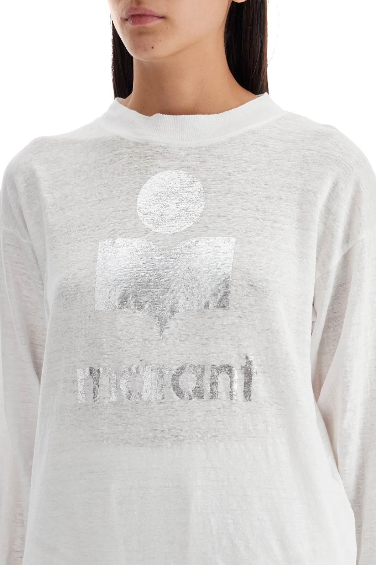 Isabel Marant ETOILE klowia t-shirt with metallic logo print image 3