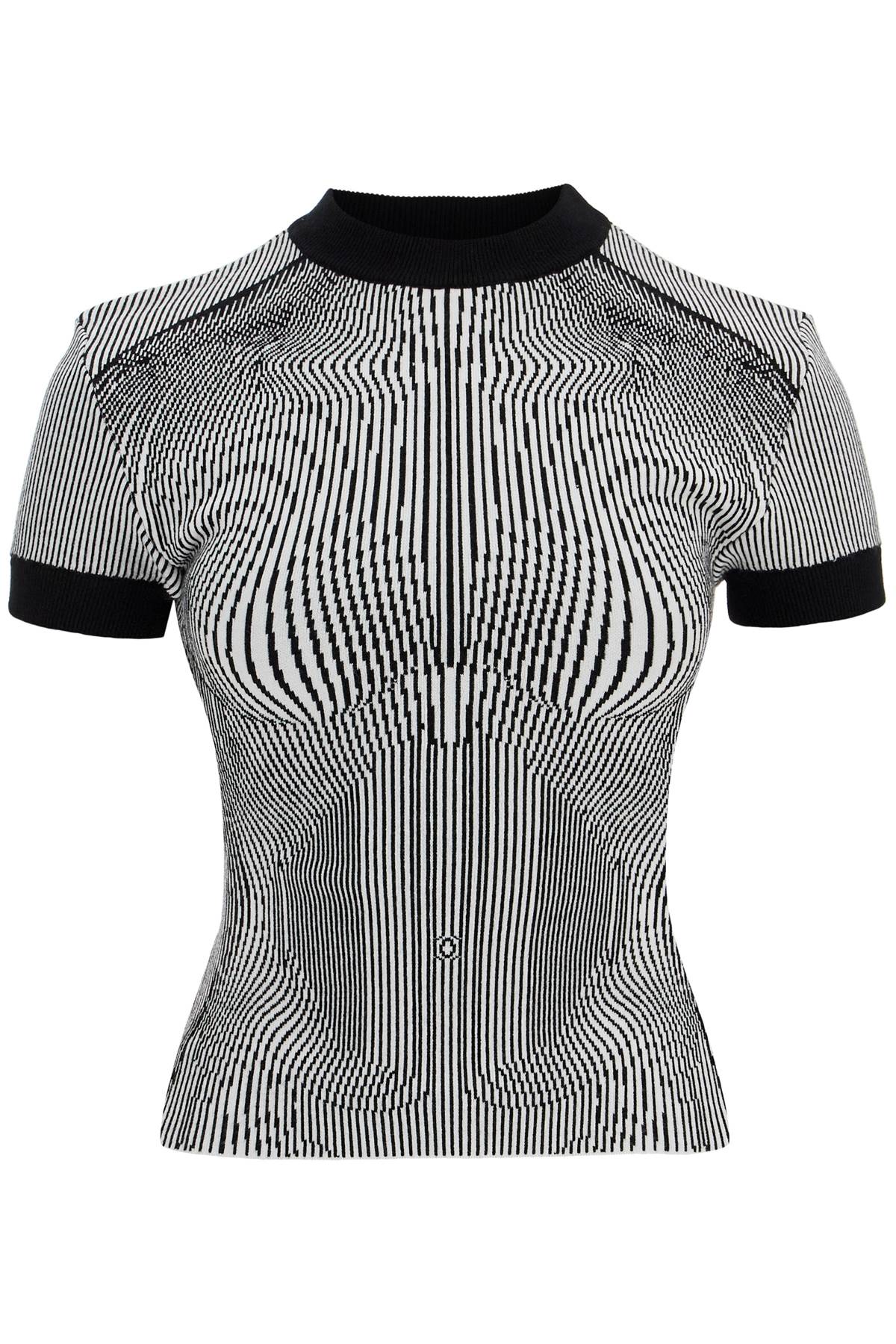 JEAN PAUL GAULTIER black and white striped viscose t-shirt image 0