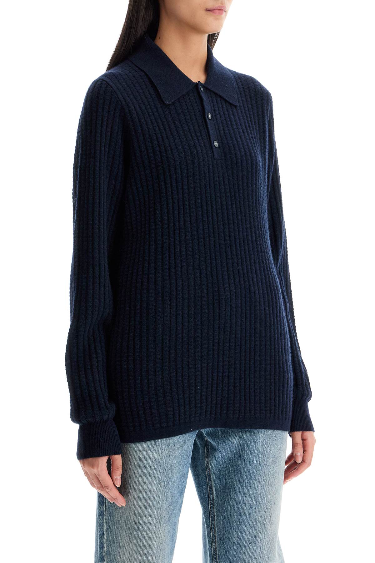 Guest In Residence Cashmere Waffle Knit Polo Pullover image 1