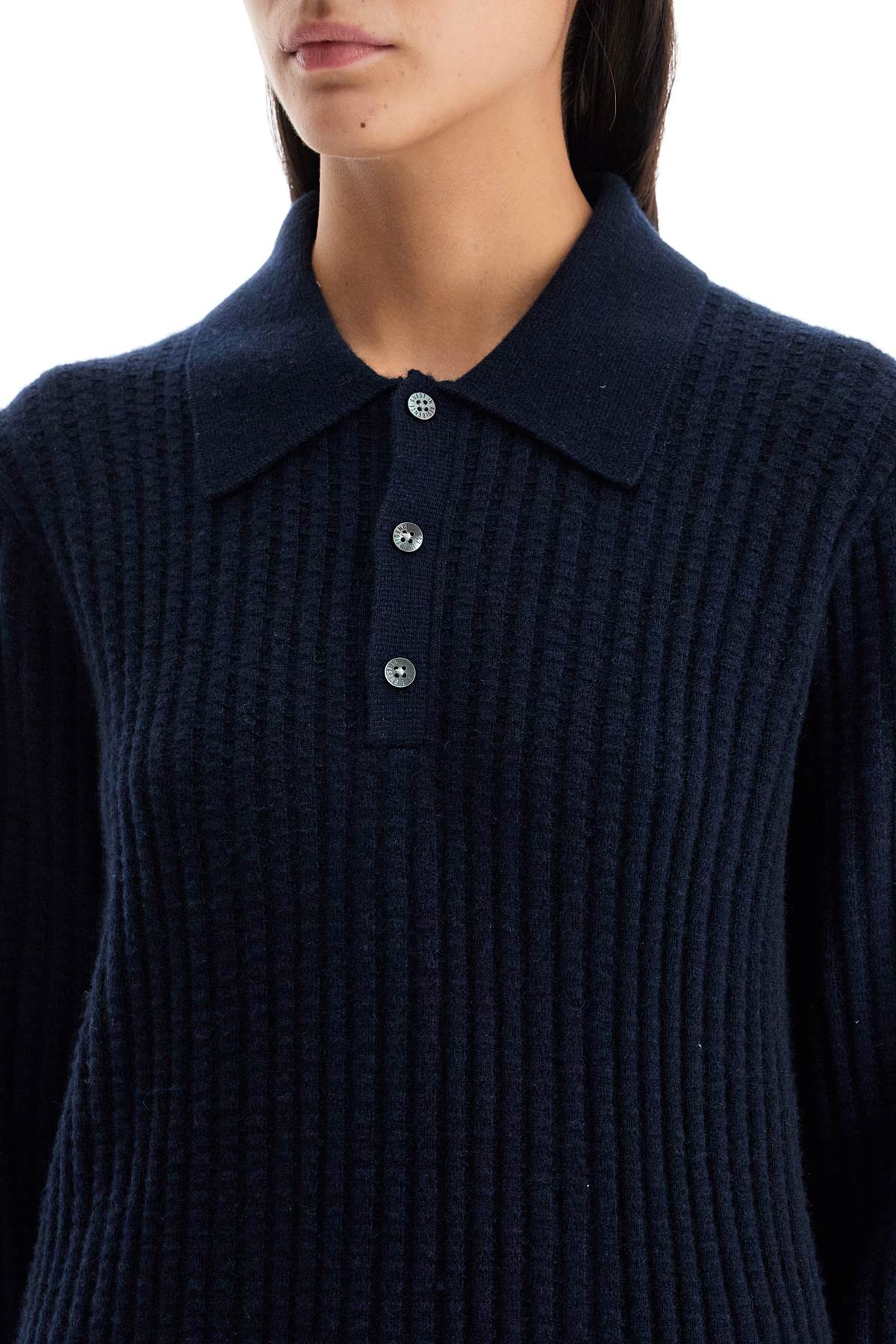 Guest In Residence Cashmere Waffle Knit Polo Pullover image 3