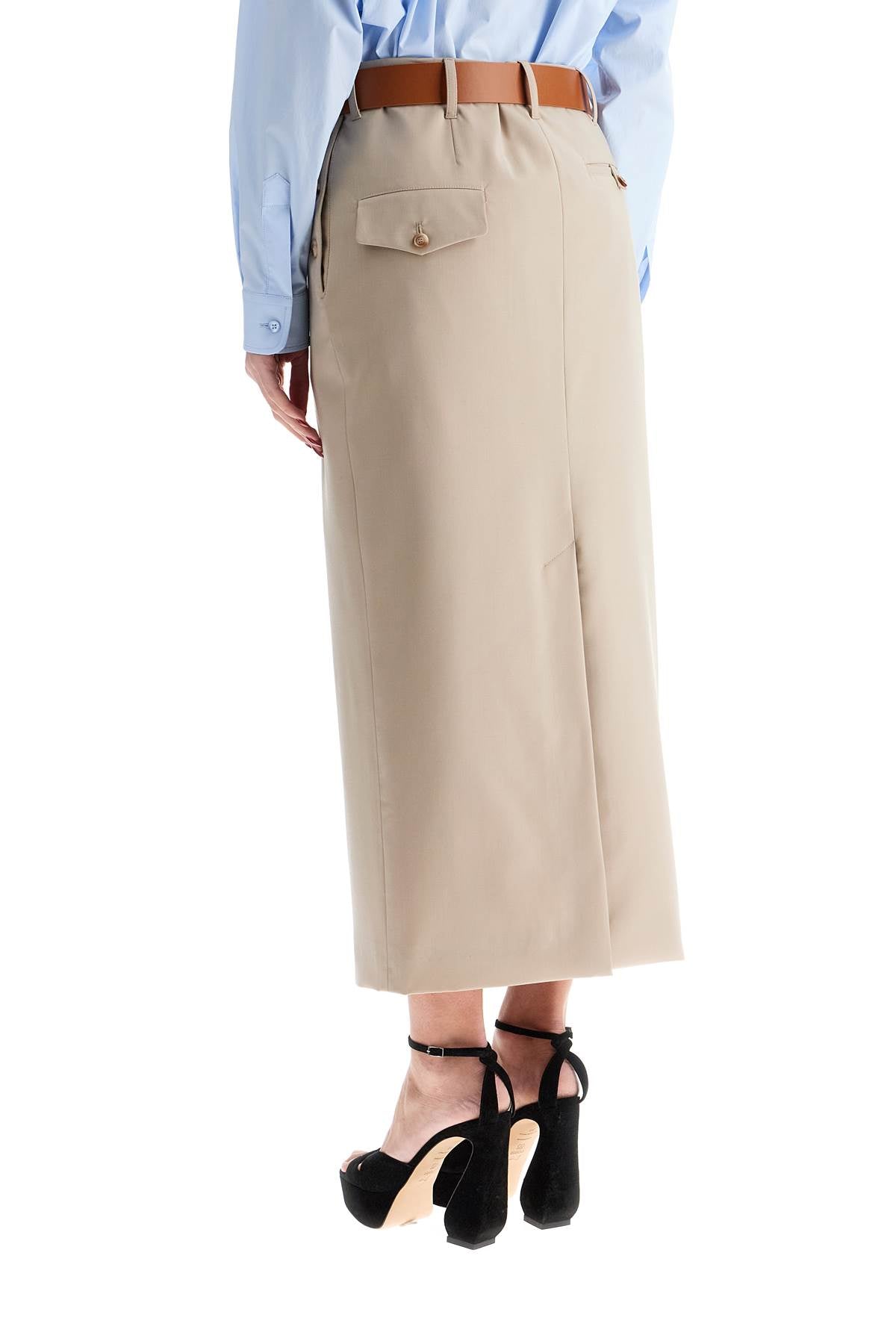 Moschino Women's Pure Virgin Wool Midi Skirt with Belt image 2