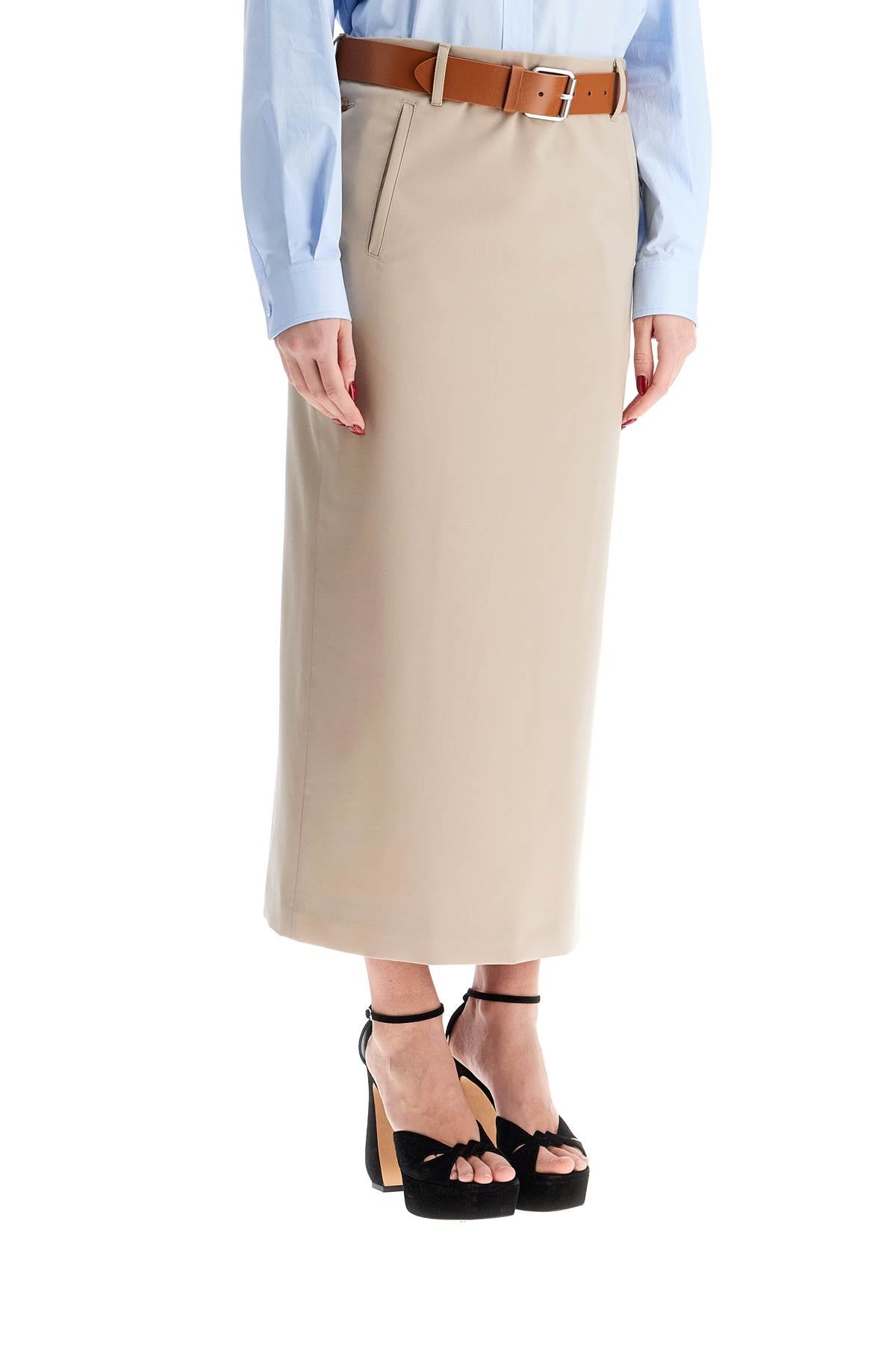 Moschino Women's Pure Virgin Wool Midi Skirt with Belt image 1