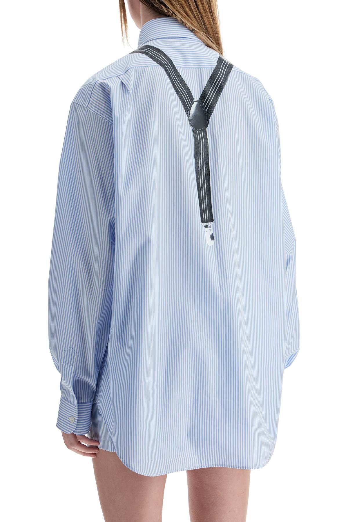 Moschino light blue cotton striped shirt with decorative straps image 2