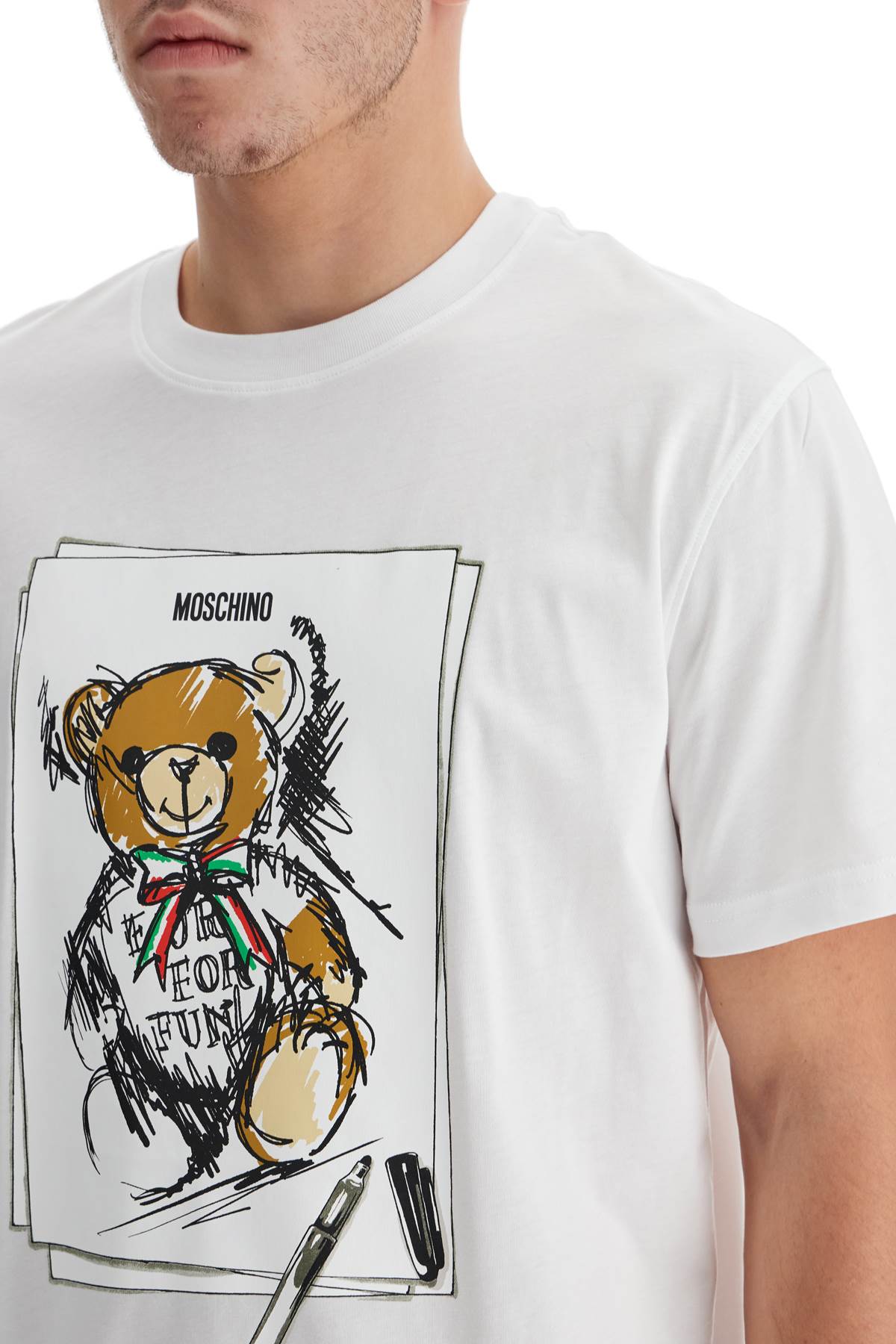 Moschino Teddy Bear Print Crew Neck T-Shirt image 3