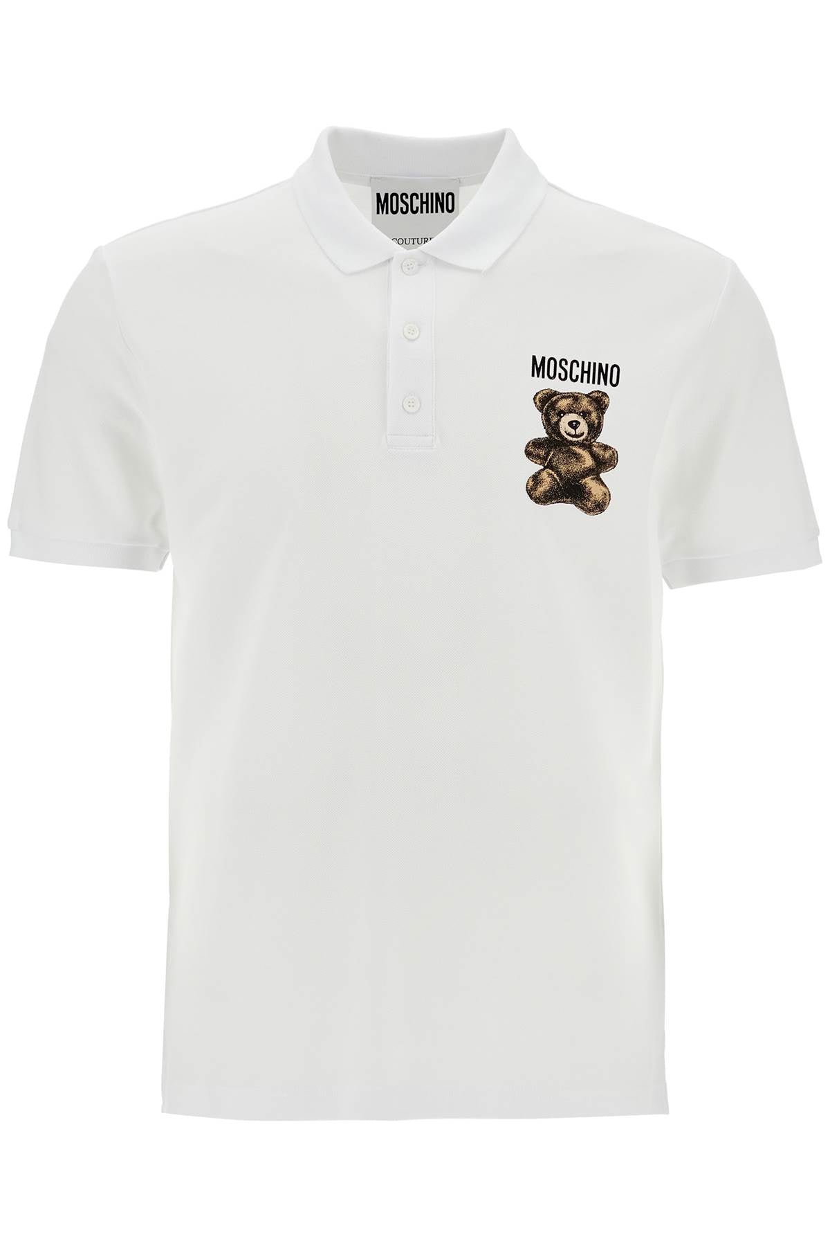 Moschino white cotton polo with embroidered logo image 0