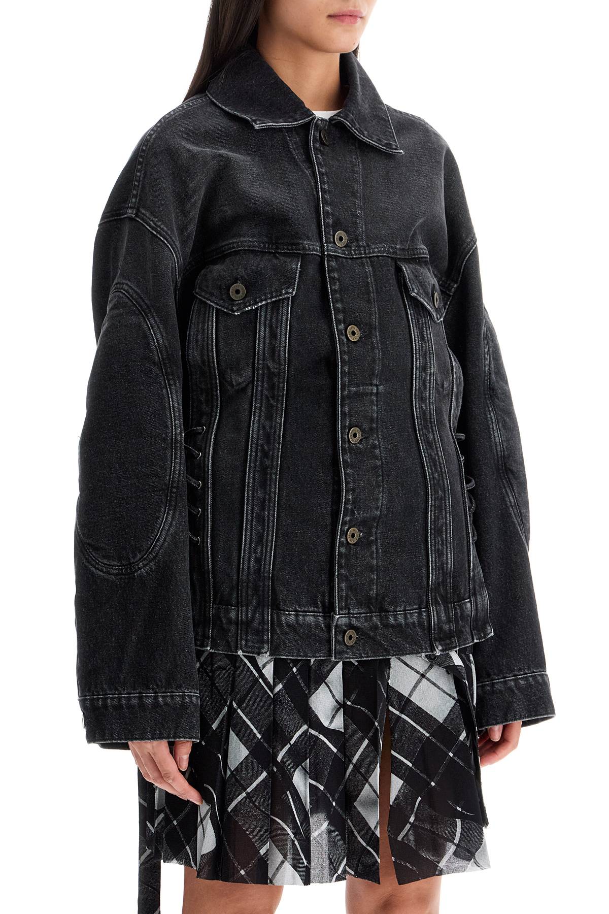 Jean Paul Gaultier Black Denim Jacket with Laces image 1