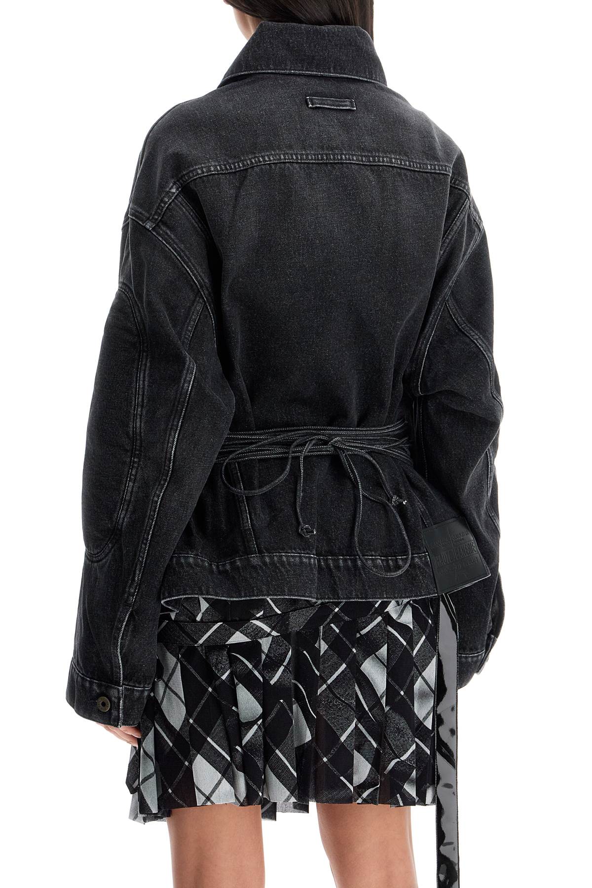 Jean Paul Gaultier Black Denim Jacket with Laces image 2