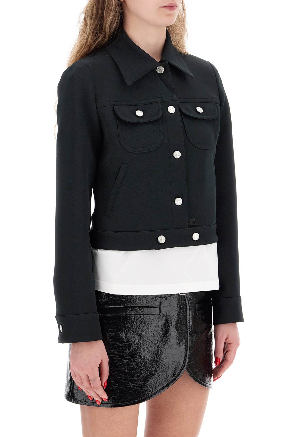 Courreges twill trucker jacket in image 1