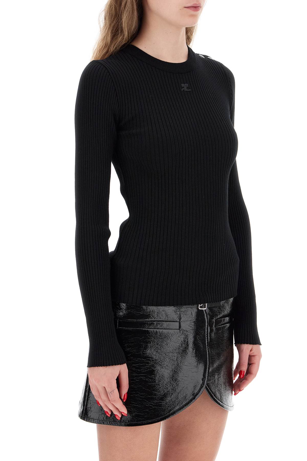 Courreges 'ribbed stretch knit pullover sweater image 1