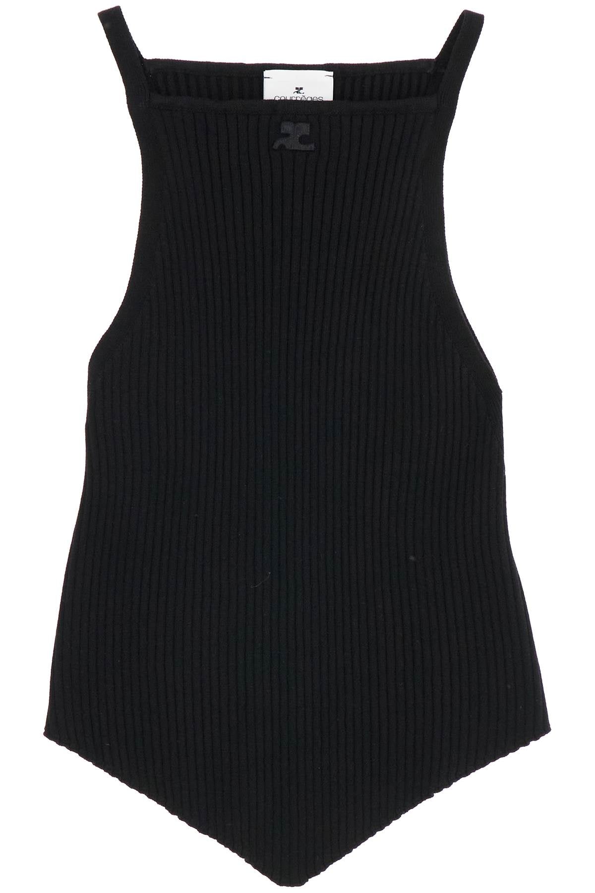 Courrèges Ribbed Knit Tank Top with Asymmetrical Hem image 0