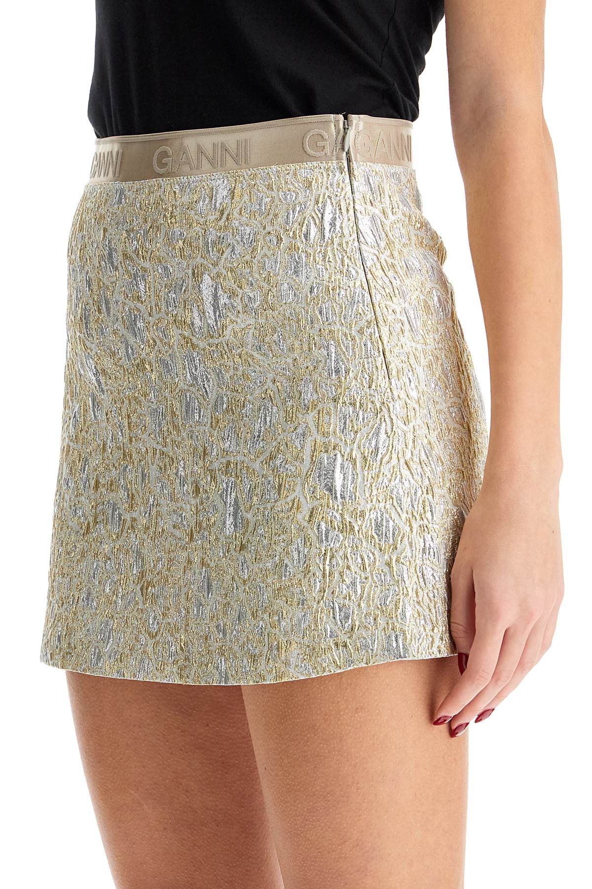 Ganni Metallic Cloqué Mini Skirt image 3