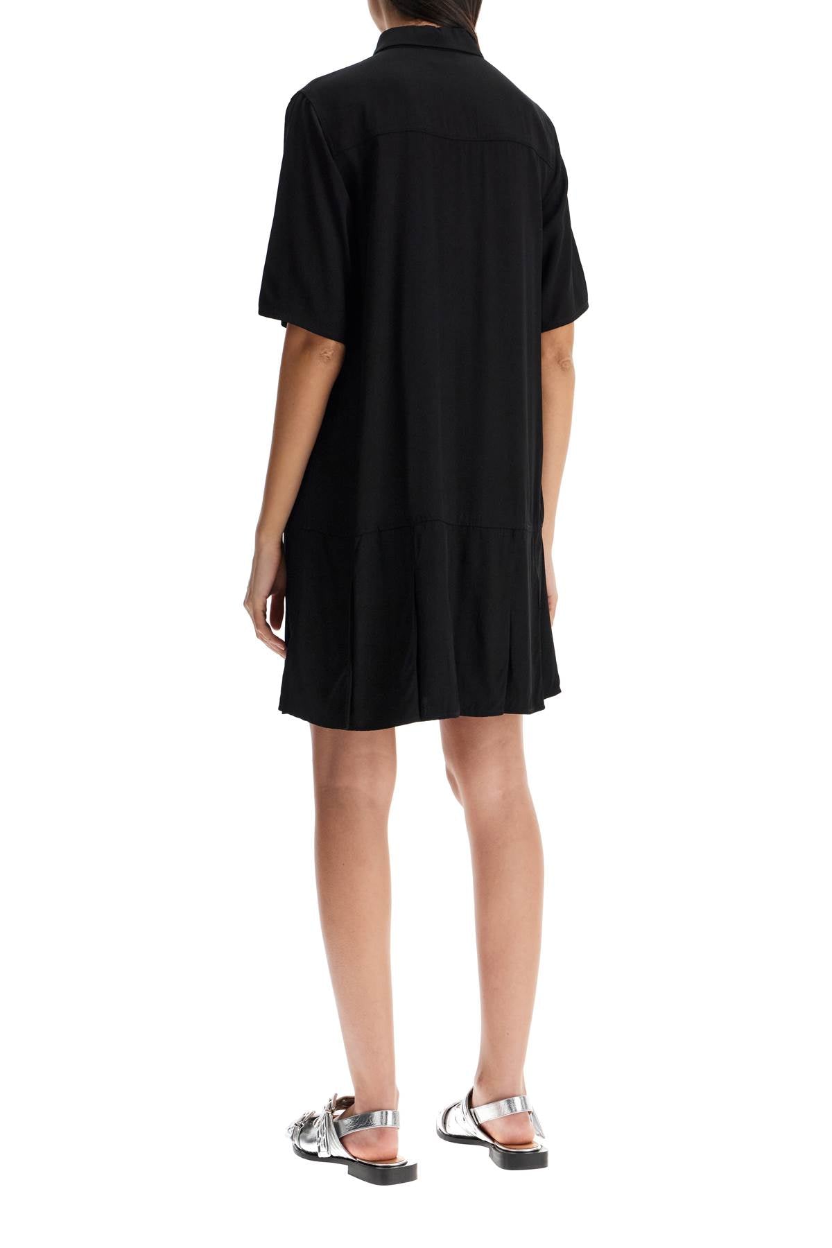 Ganni Viscose Mini Dress with Pleated Ruffle image 2