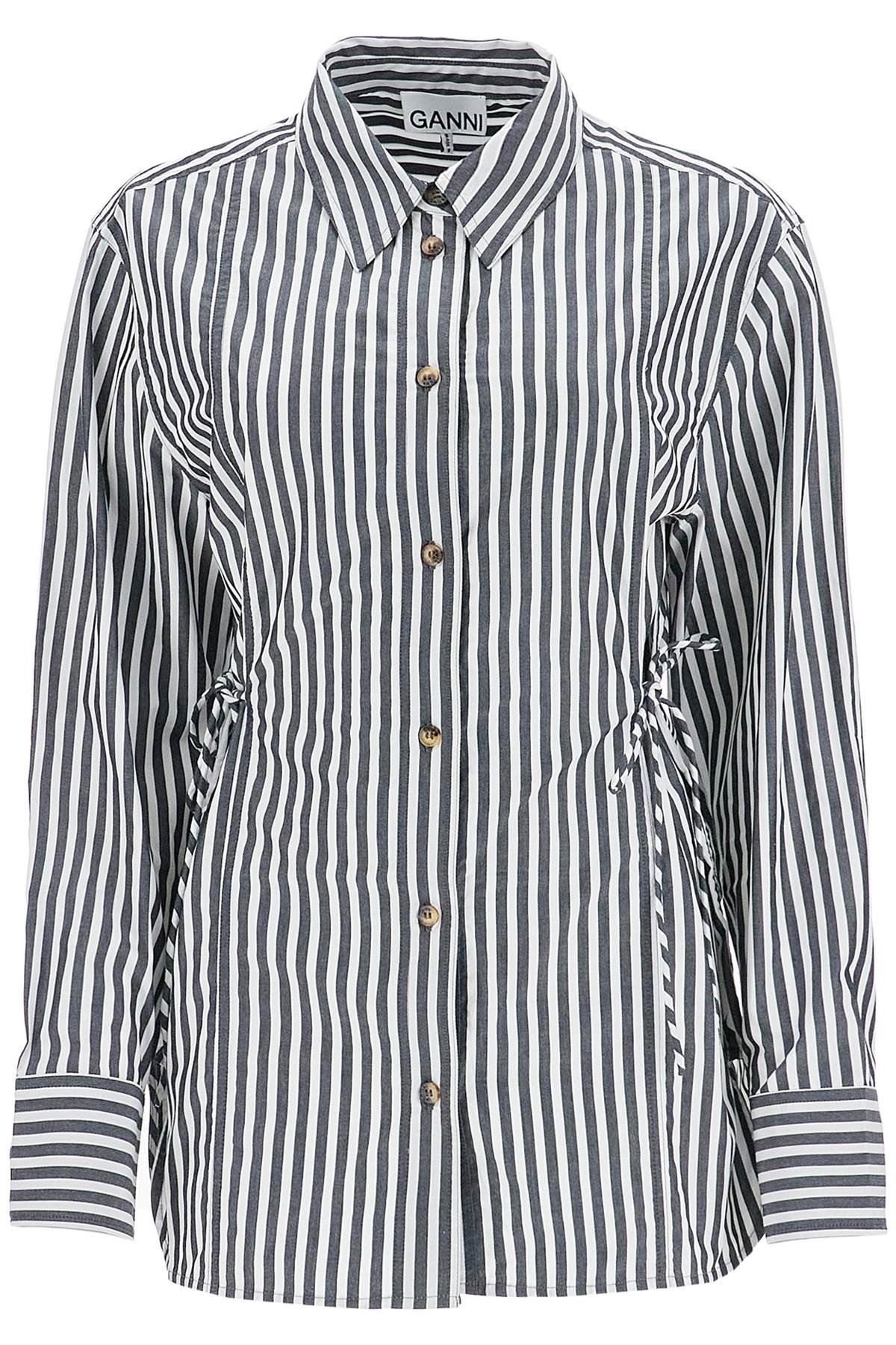 Ganni Oversized Striped Organic Cotton Poplin Shirt image 0