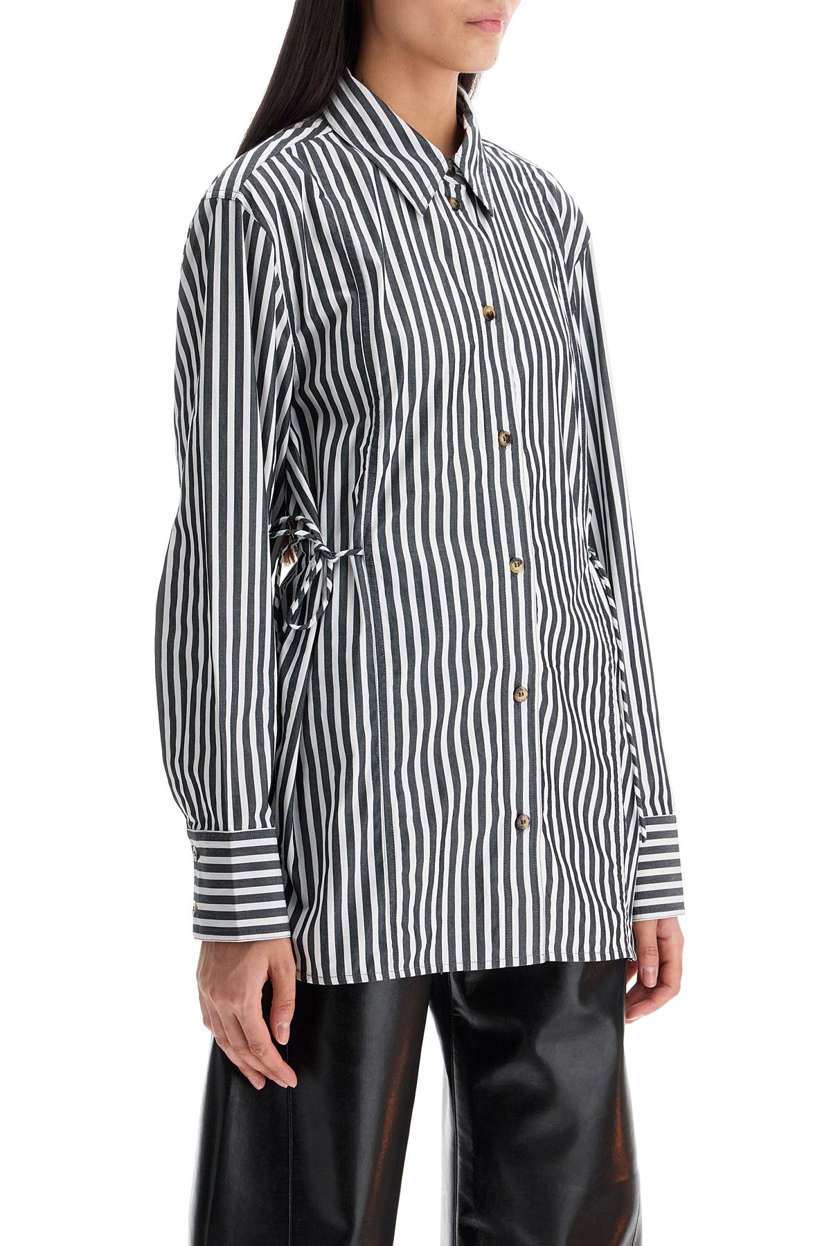 Ganni Oversized Striped Organic Cotton Poplin Shirt image 1