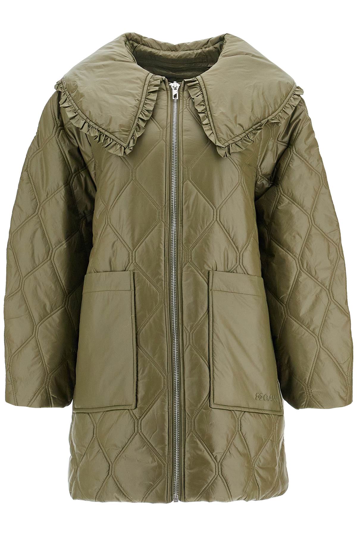 Ganni Lightweight Down Jacket with Oversized Collar image 0