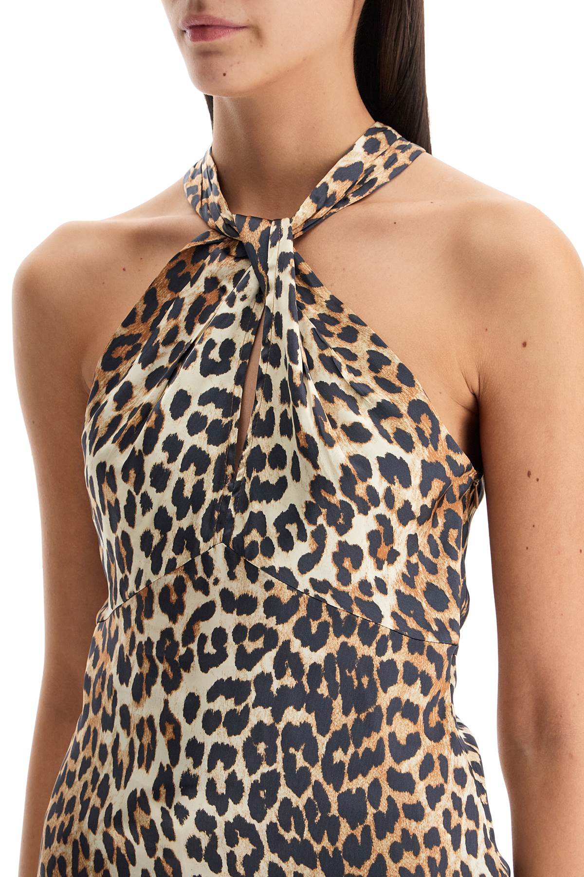 Ganni Leopard Print Satin Halter Neck Top image 3