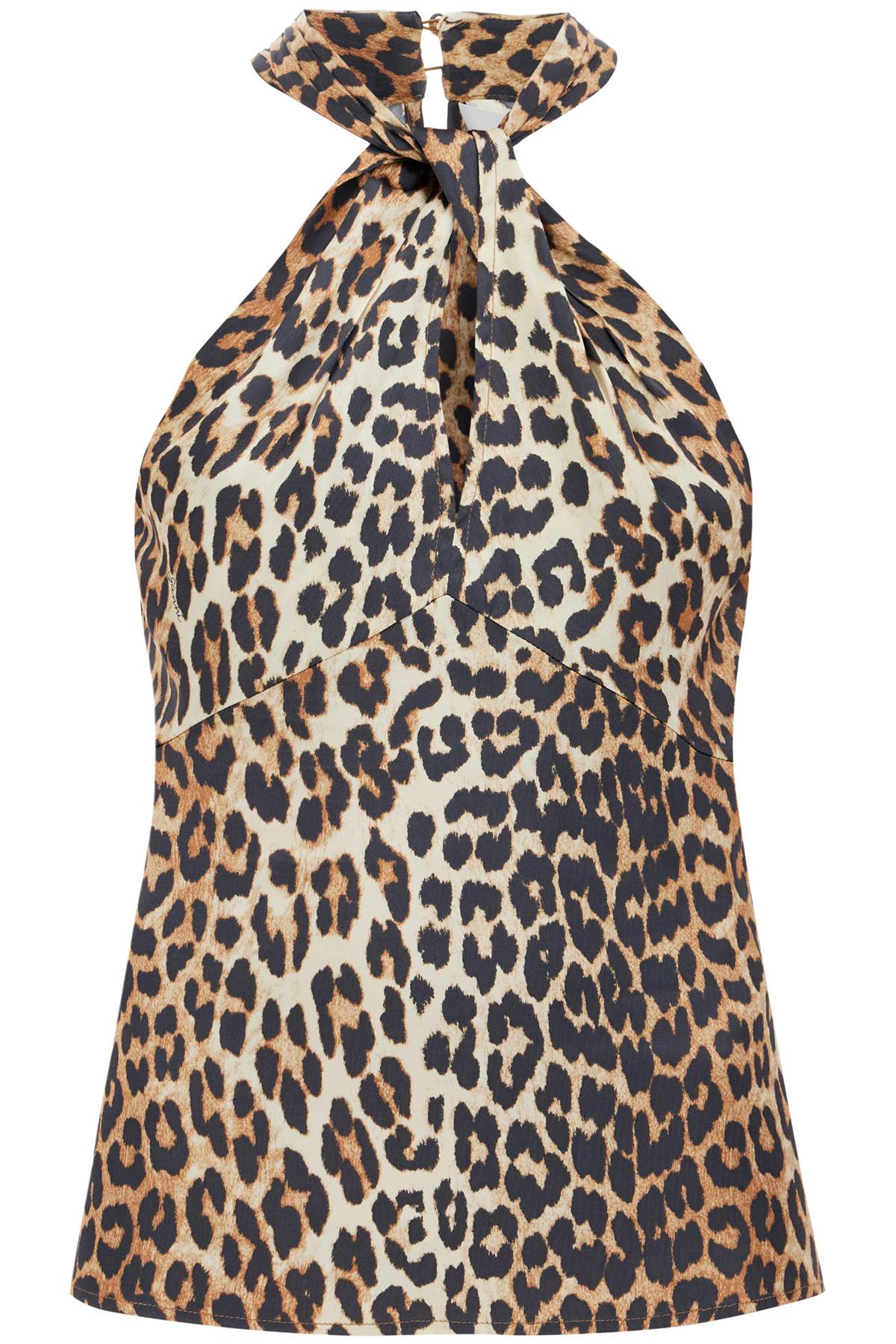 Ganni Leopard Print Satin Halter Neck Top image 0