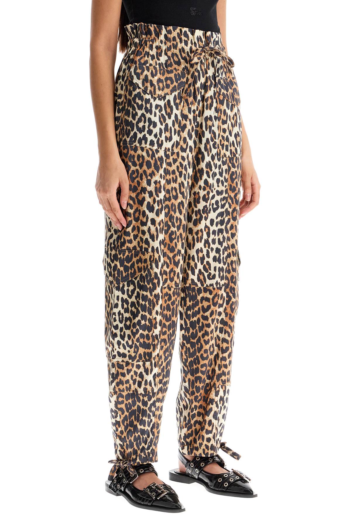 Ganni Leopard Print Satin Cargo Pants image 1