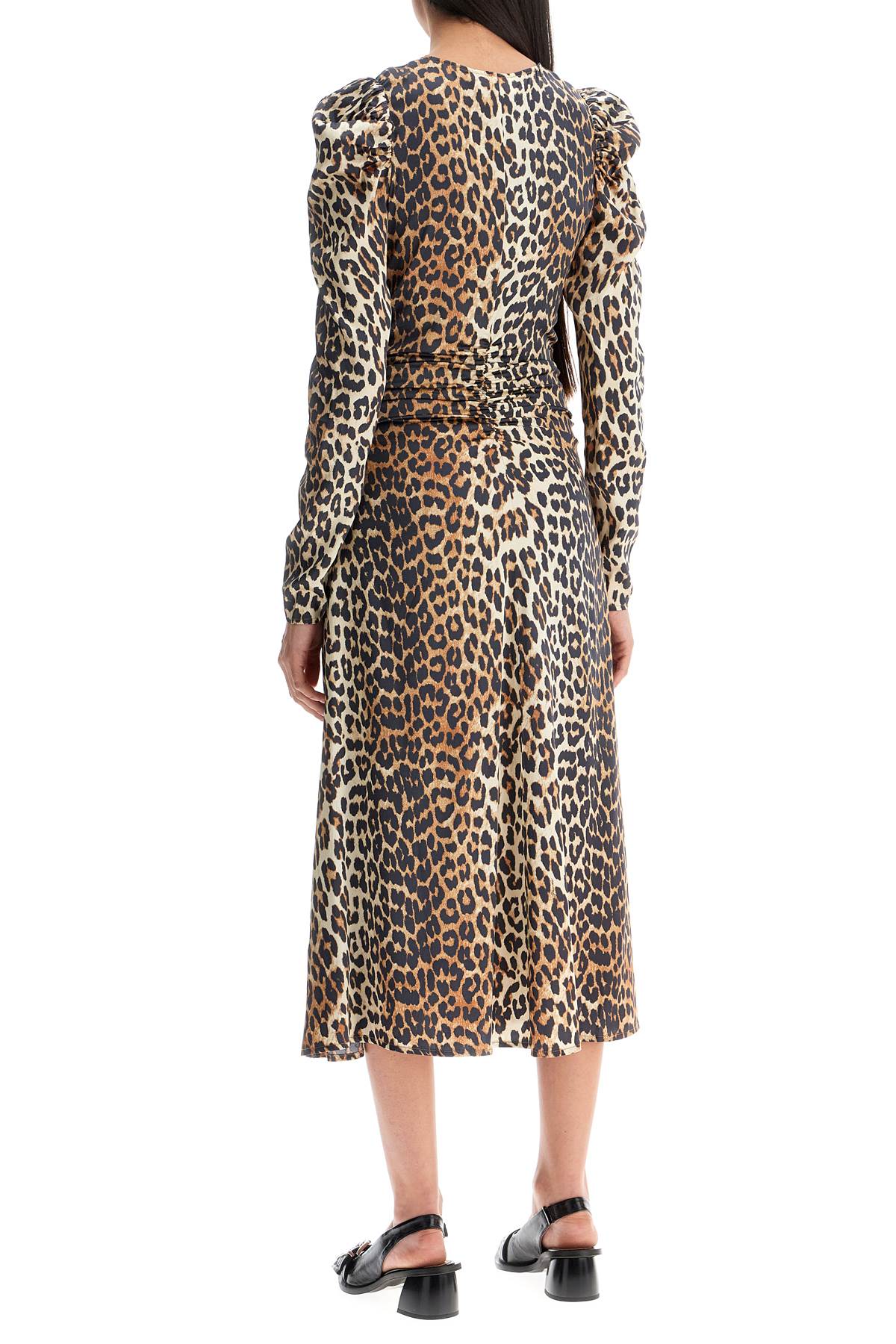 Ganni Animal Print Satin Midi Dress image 2