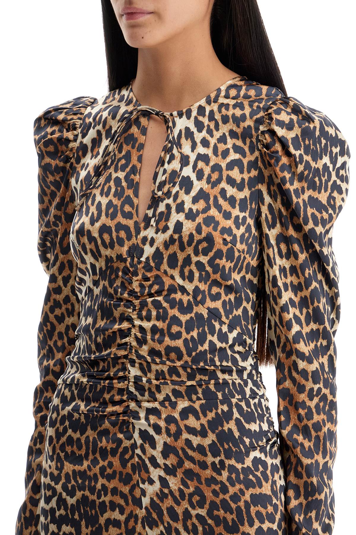 Ganni Animal Print Satin Midi Dress image 3