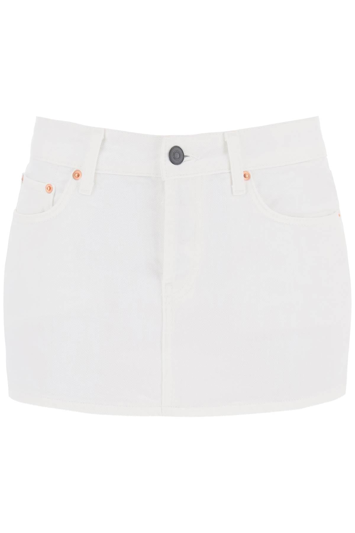 SLEEKEO White Denim Mini Skirt image 0