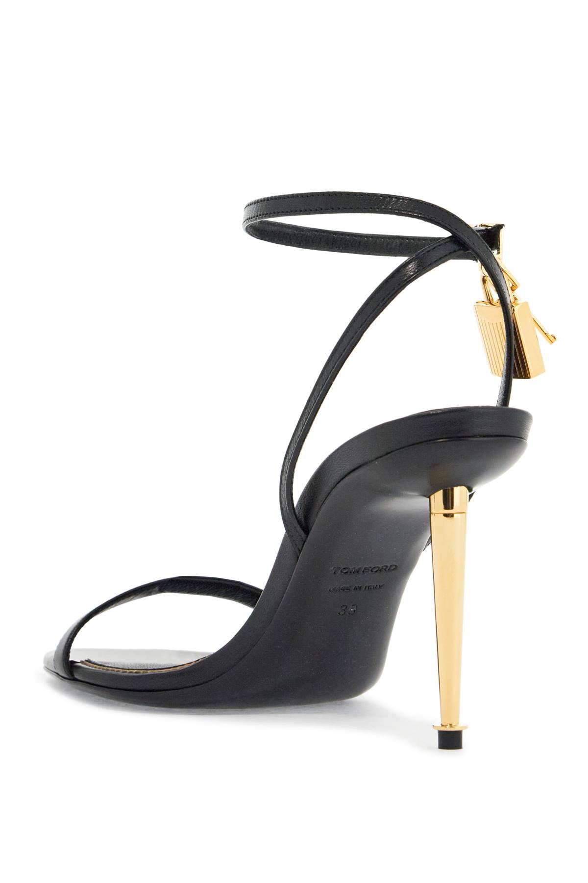 Tom Ford black goat leather sandals with 10 cm stiletto heel and ankle strap image 2