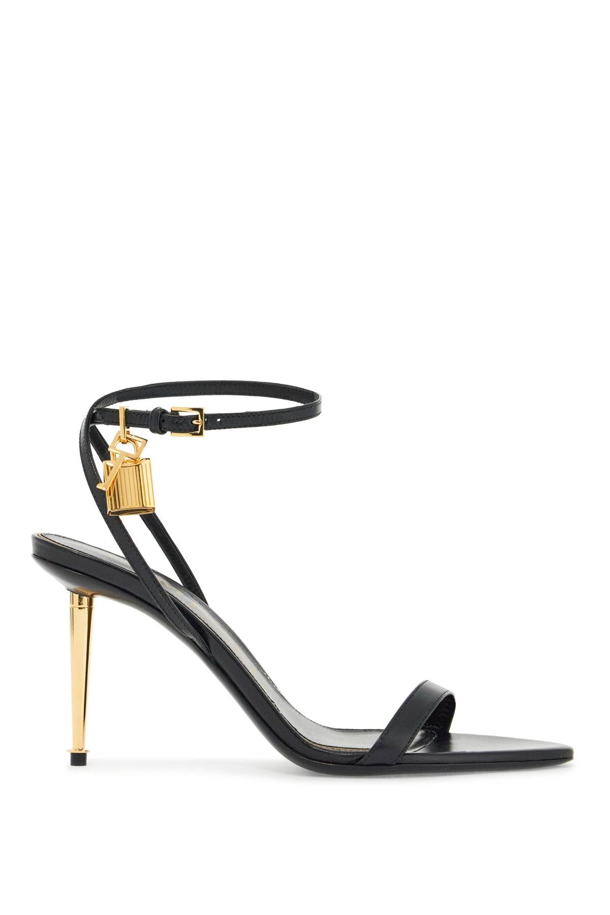 Tom Ford black goat leather sandals with 10 cm stiletto heel and ankle strap image 0