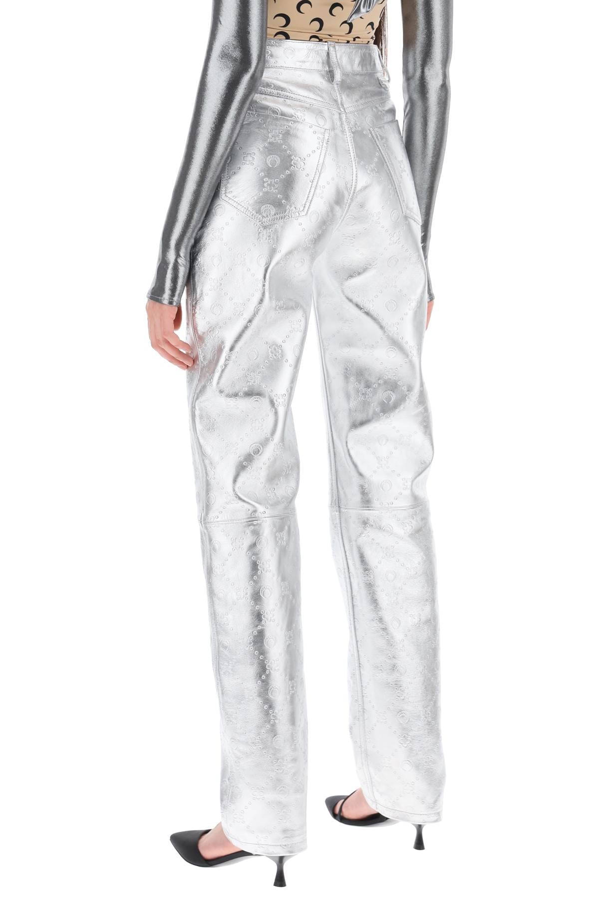 Marine Serre moonogram pants in laminated leather image 2