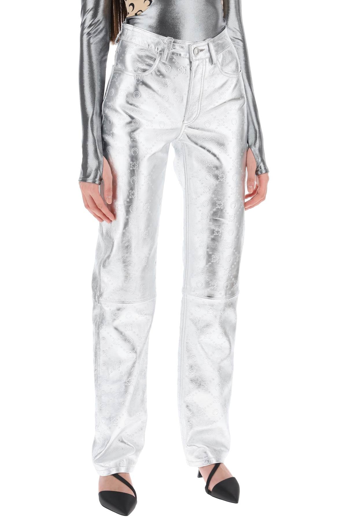 Marine Serre moonogram pants in laminated leather image 1