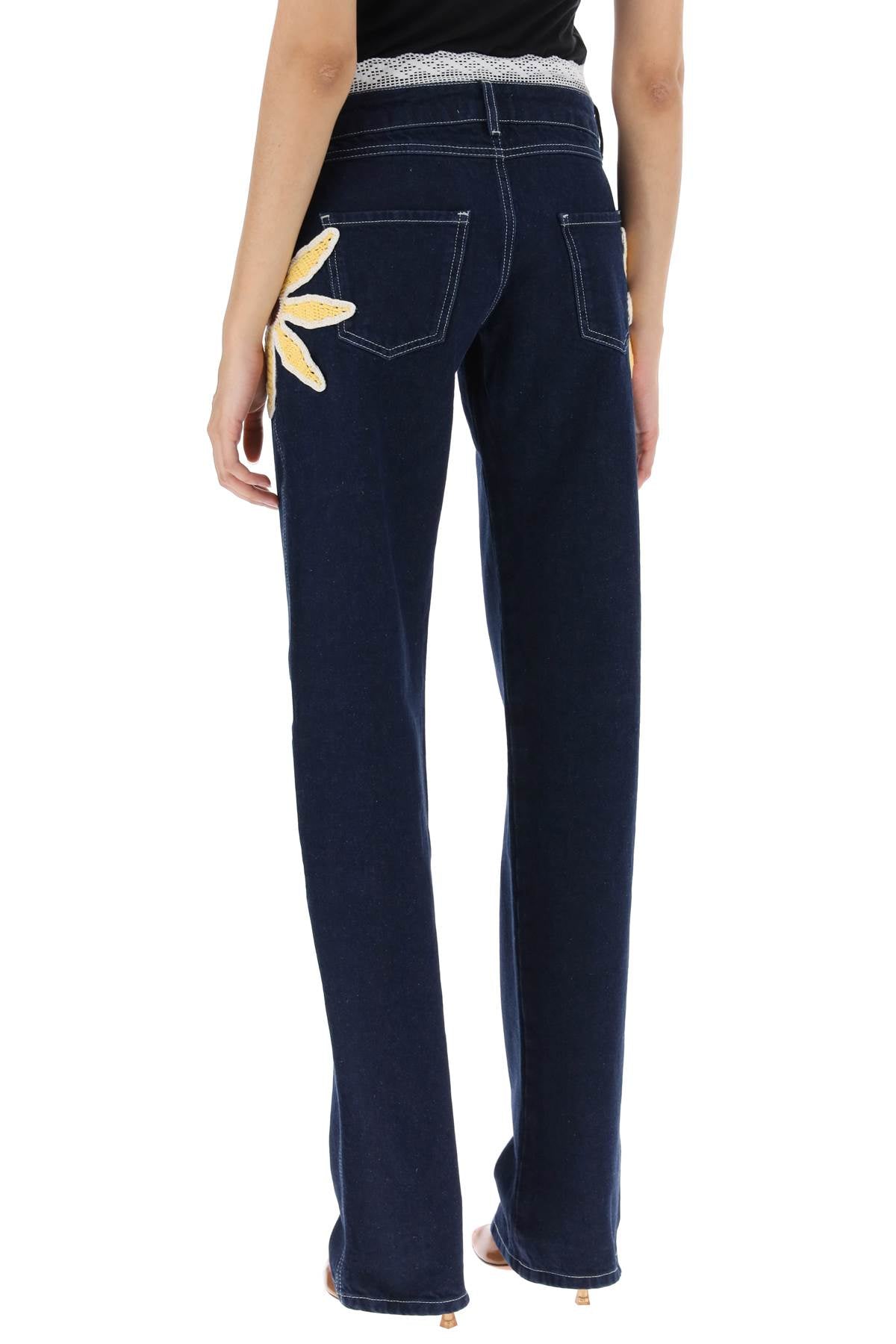 Siedres low-rise jeans with crochet flowers image 2