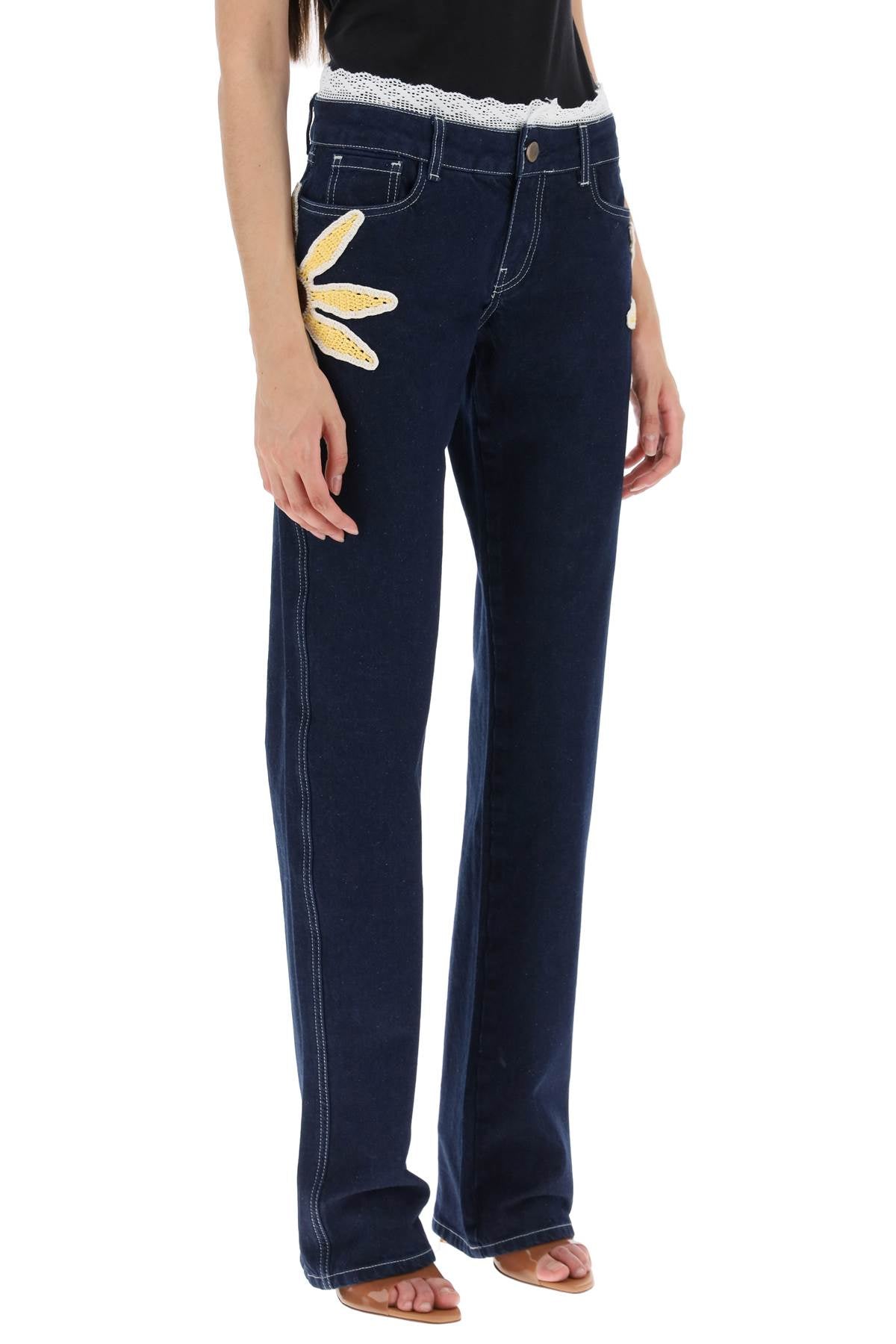 Siedres low-rise jeans with crochet flowers image 1