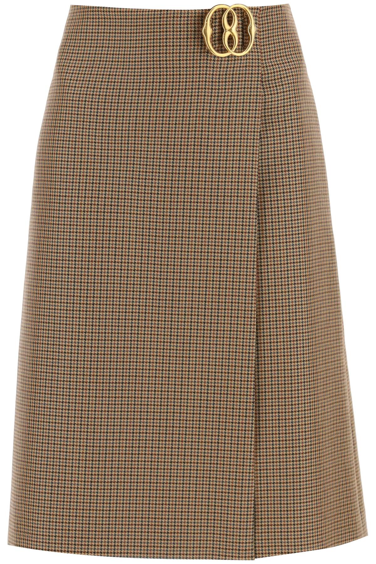 Bally houndstooth a-line skirt with emblem buckle image 0