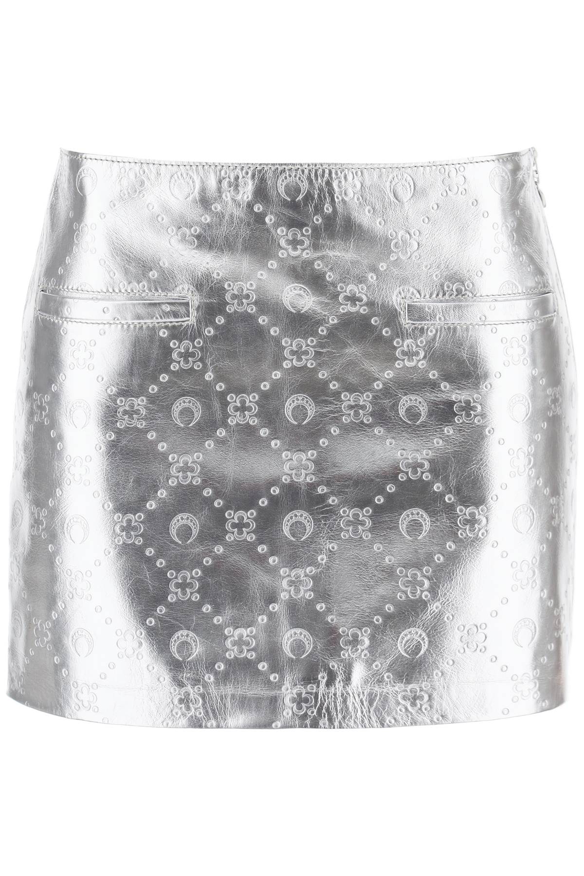 Marine Serre moonogram mini skirt in laminated leather image 0