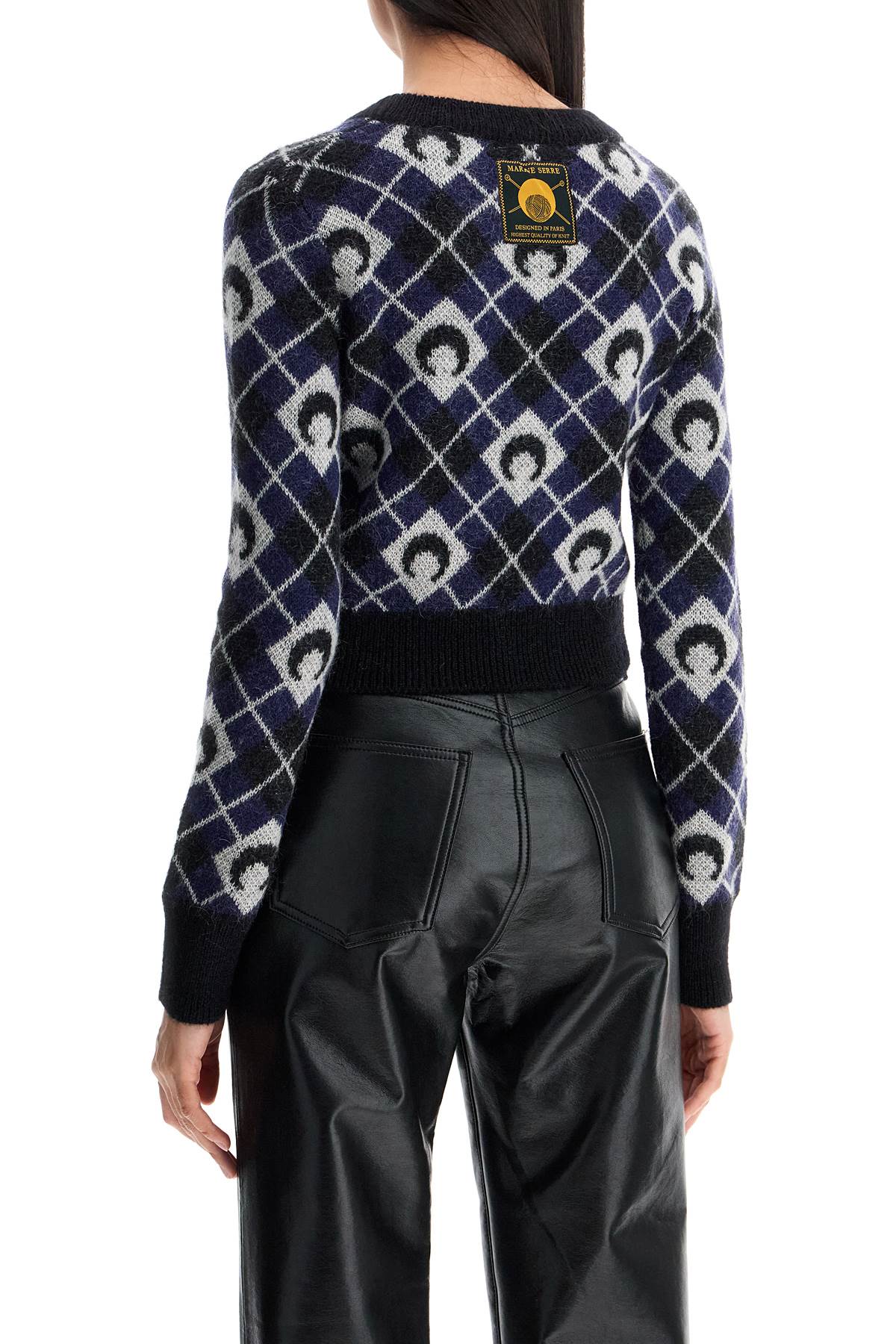 Marine Serre Cropped Moon Argyle Mohair Sweater image 2