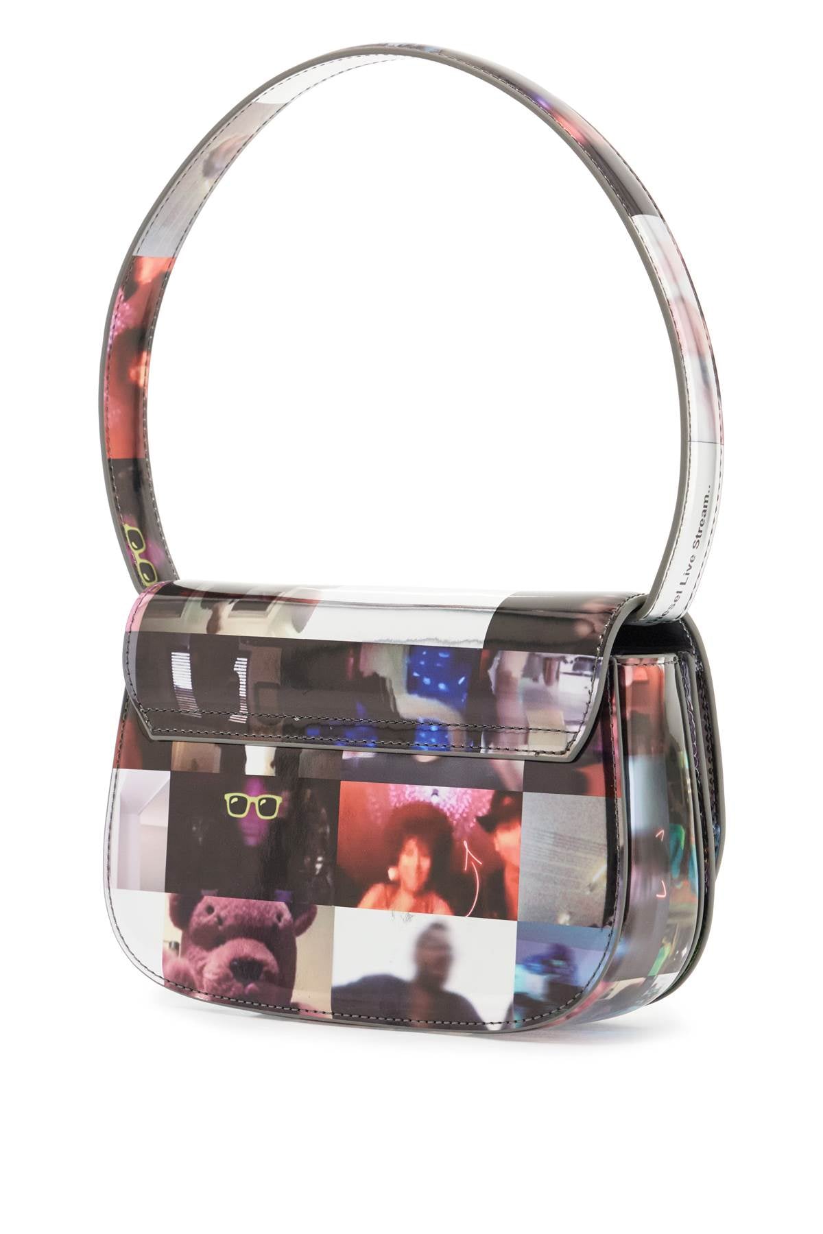 Diesel 1DR Glossy Shoulder Bag with Transparent Oval D Plaque image 1