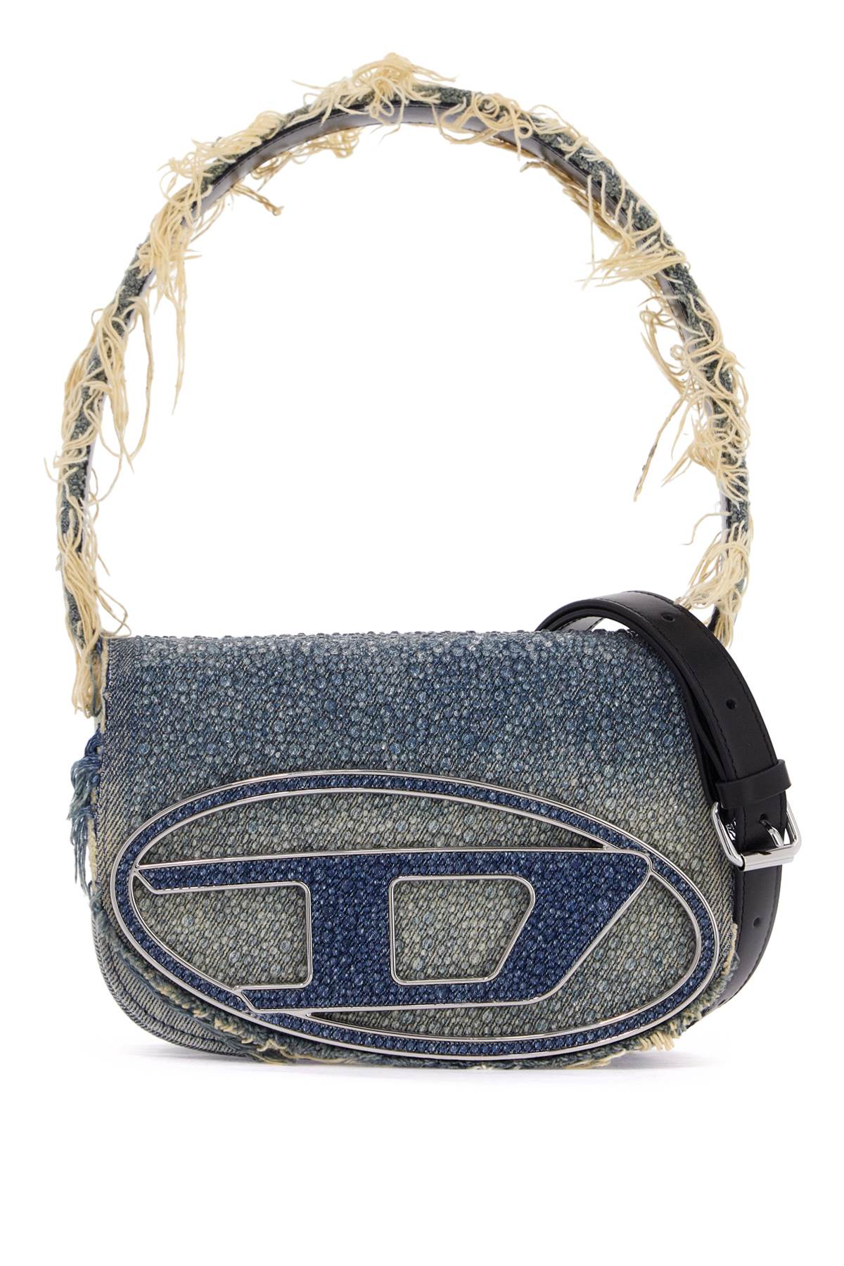 Diesel 1dr denim and crystal shoulder bag image 0