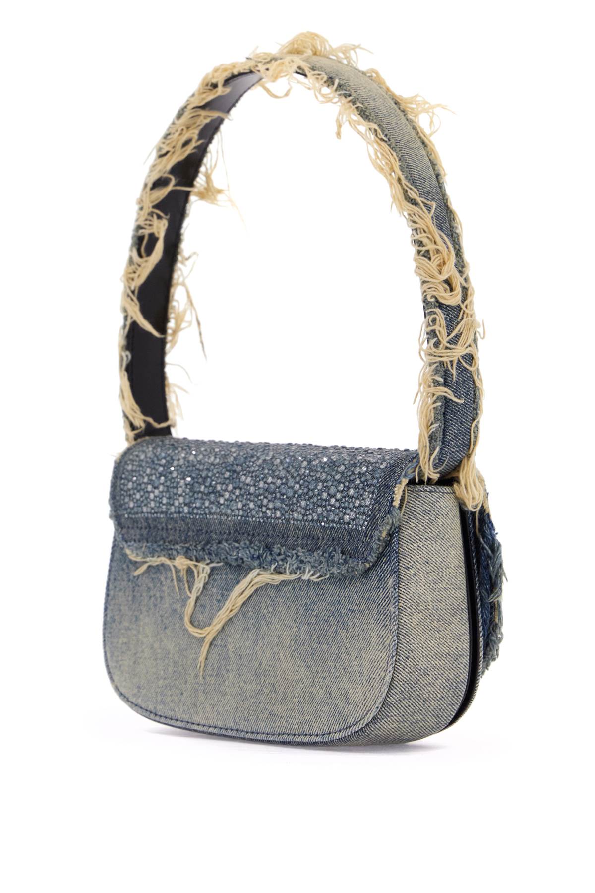 Diesel 1dr denim and crystal shoulder bag image 1