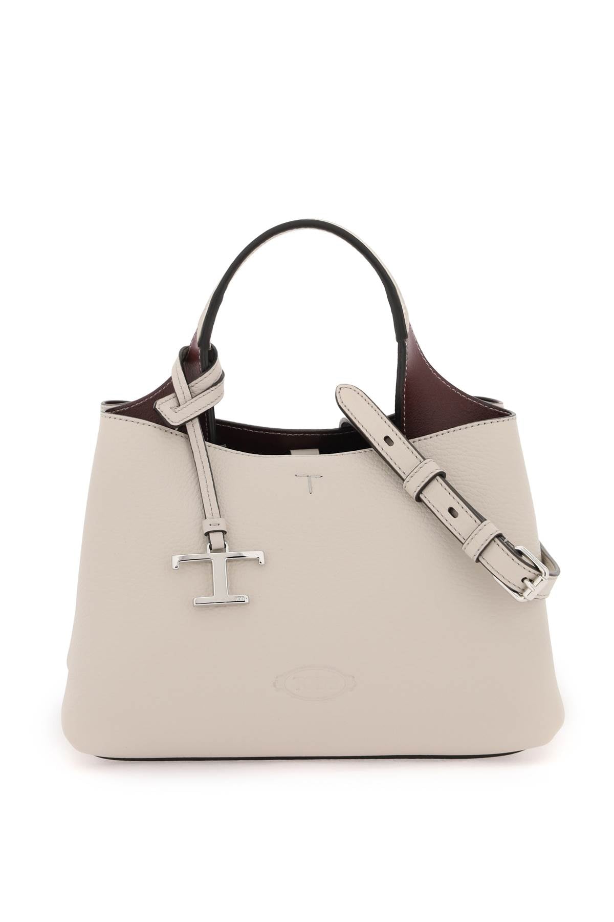 Tod'S Grained Leather Handbag with Timeless T Detail image 0