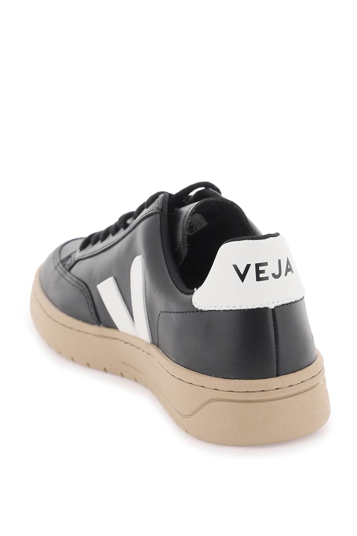 Veja V-12 Leather Sneakers - White & Black image 2