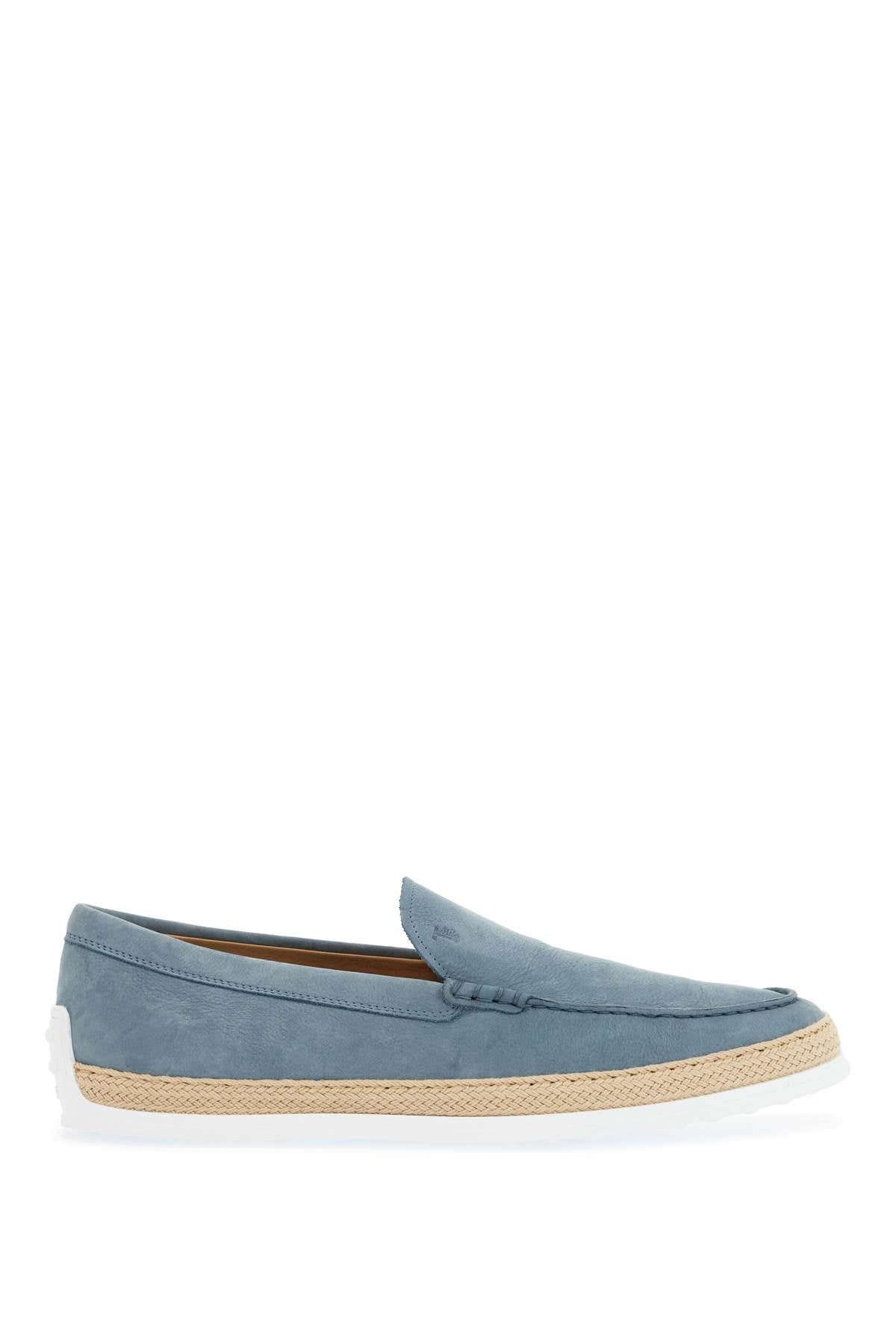 Tod'S light blue calfskin loafers with rubber and rope sole image 0