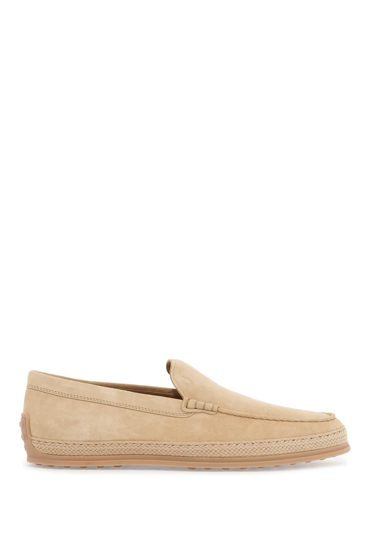 Tod'S beige woven leather slip-on loafers with rubber sole image 0