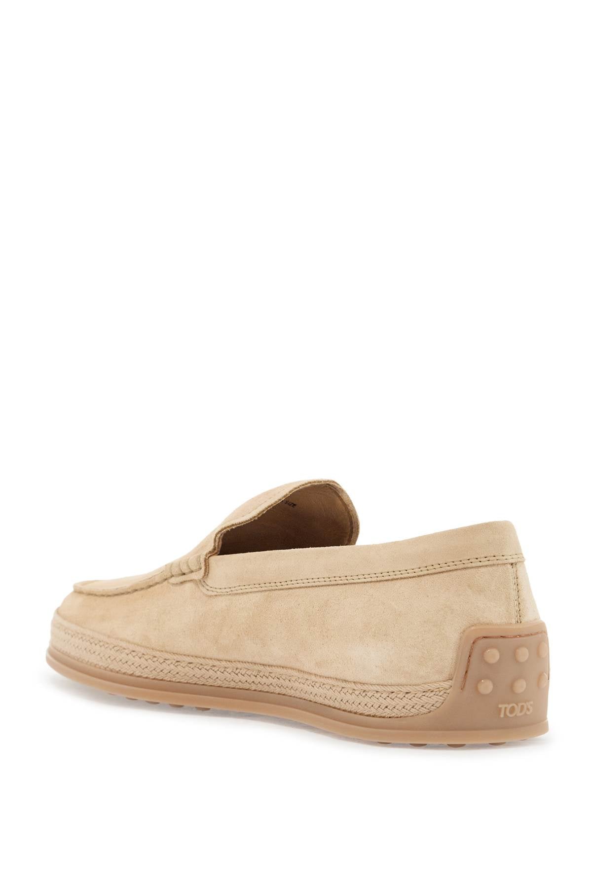 Tod'S beige woven leather slip-on loafers with rubber sole image 2