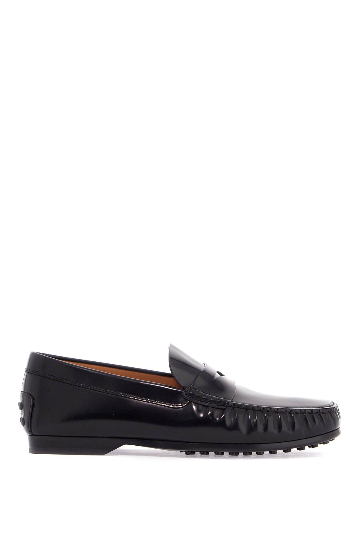 Tod'S men's black calfskin loafers with elegant insert and rubber sole image 0