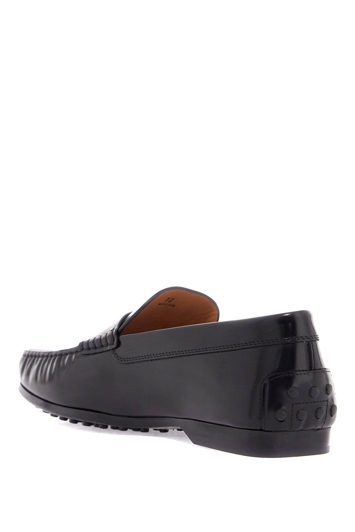 Tod'S men's black calfskin loafers with elegant insert and rubber sole image 2