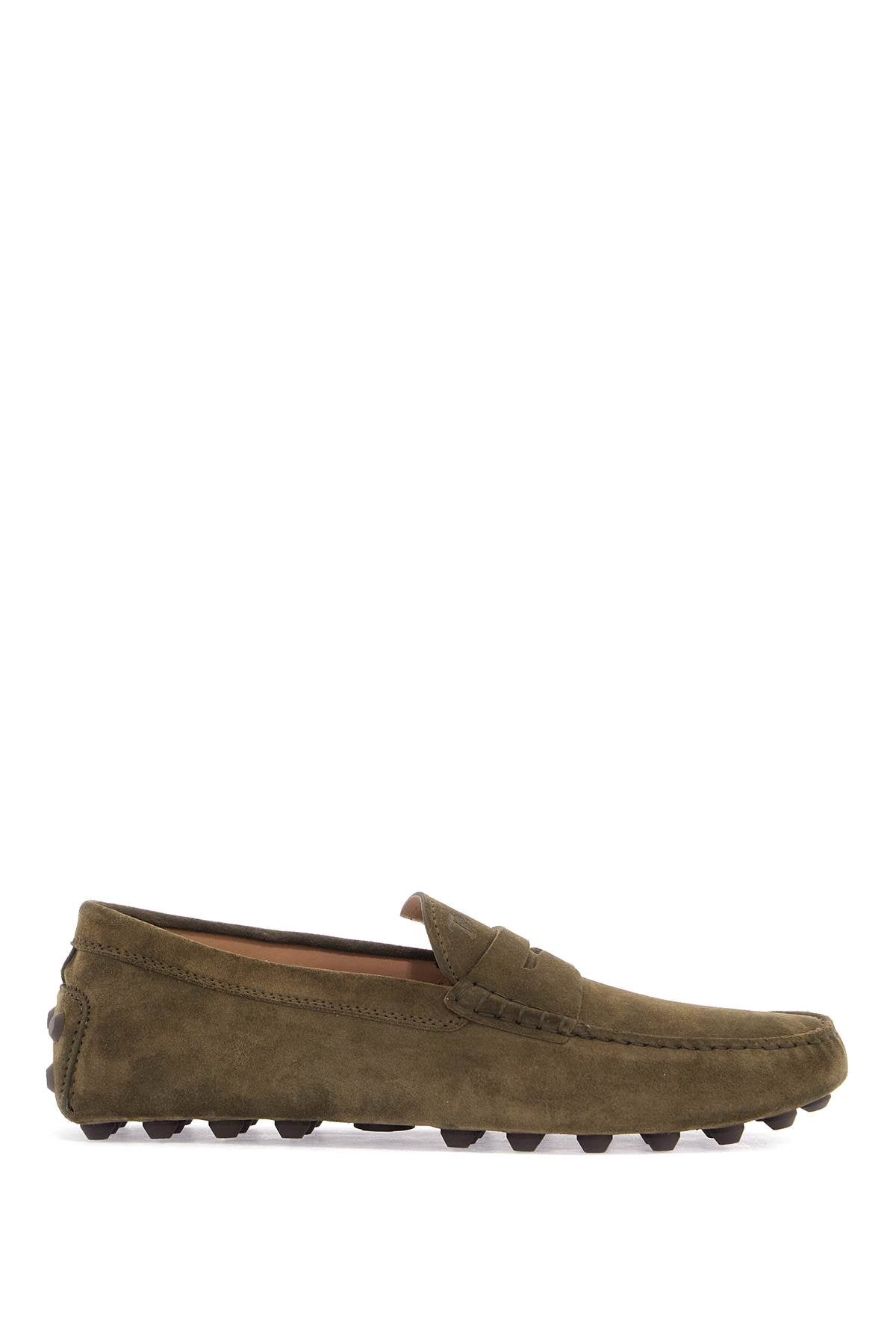 Tod'S olive green suede loafers with rubber sole image 0